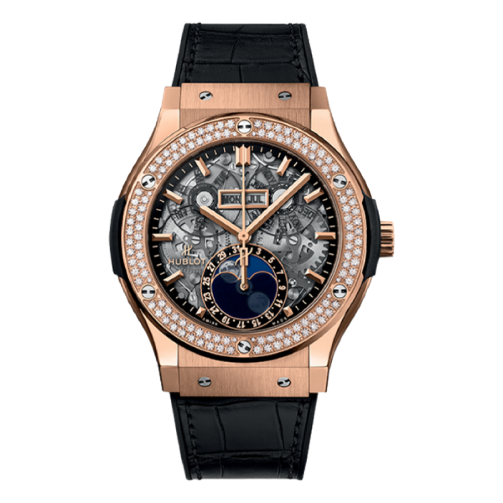 Hublot Classic Fusion Aerofusion Moonphase King Gold Diamonds