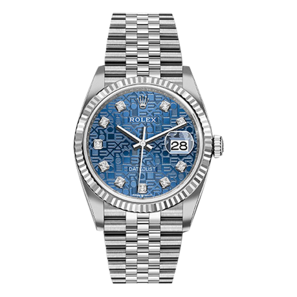 Rolex Datejust Rolesor White Gold Blue Jubilee Diamond Dial